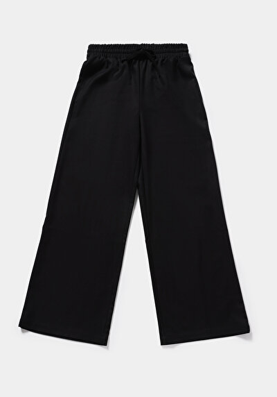 Image de Pantalon Noir Wide Leg High Rise Sergé Regular Fit Femme