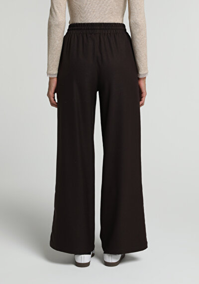 Image de Pantalon Marron Wide Leg High Rise Sergé Regular Fit Femme