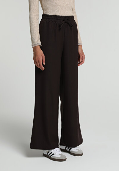 Image de Pantalon Marron Wide Leg High Rise Sergé Regular Fit Femme
