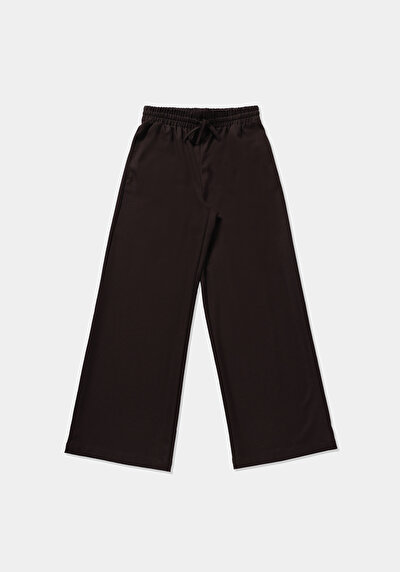 Image de Pantalon Marron Wide Leg High Rise Sergé Regular Fit Femme