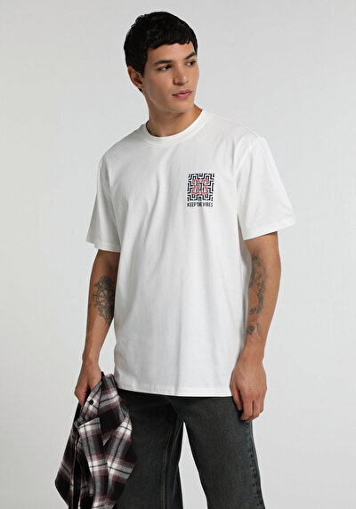 Image de T-shirt À Manches Courtes Blanc Relaxed Fit Droit Homme