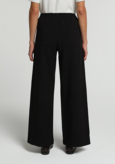 Image de Pantalon Noir Wide Leg High Rise Double Face Regular Fit Femme