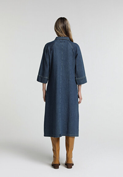 Image de Robe Oversize Fit Manches Trois-quarts Maxi Jean Femme