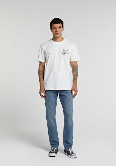 Image de T-shirt À Manches Courtes Blanc Regular Fit Droit Homme