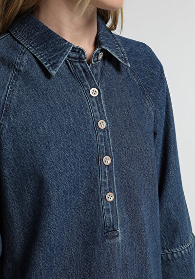 Image de Robe Oversize Fit Manches Trois-quarts Maxi Jean Femme