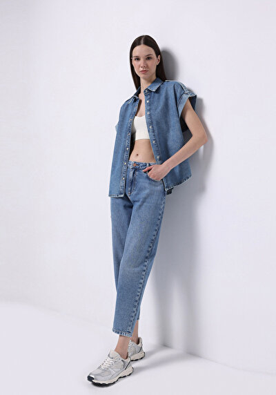Image de 855 Fiona Pantalon En Jean  Tapered Leg Medium Rise Barrel Fit Femme