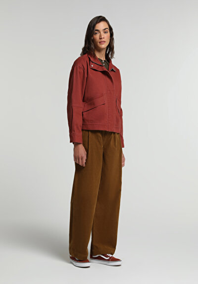 Image de Pantalon Marron Wide Leg High Rise Velours Regular Fit Femme