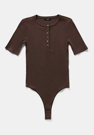 Image de T-shirt À Manches Courtes Marron Slim Fit  Femme