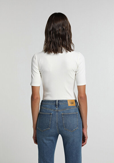Image de T-shirt À Manches Courtes Blanc Slim Fit Femme