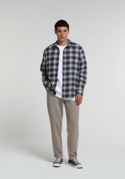 Image de Chemise À Manches Longues Marine Regular Fit Plaid Flanelle Homme
