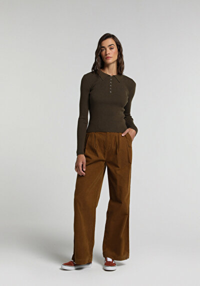 Image de Pull Kaki Slim Fit Manches Longues  Femme