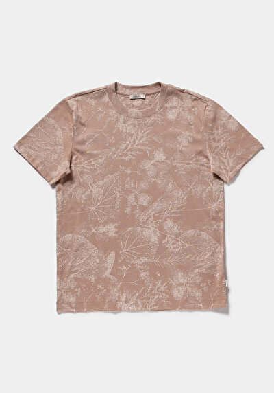 Image de T-shirt À Manches Courtes Beige Regular Fit Imprimé Homme