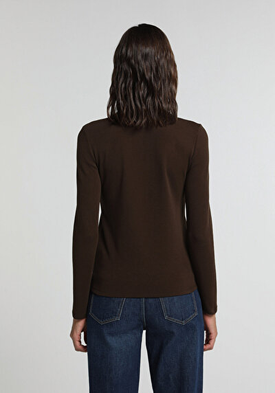 Image de T-shirt À Manches Longues Marron Slim Fit Femme