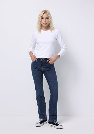 Image de 792 Mila Pantalon En Jean Bleu  Medium Rise Regular Fit Femme