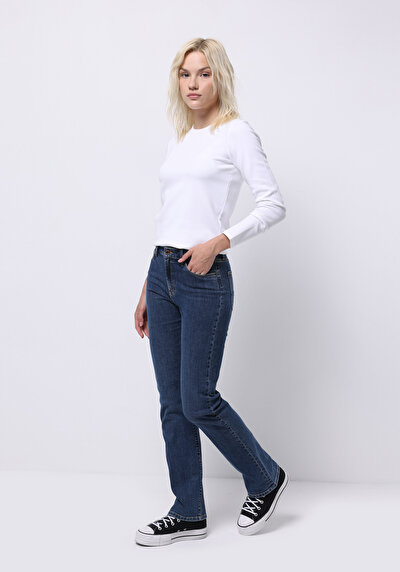 Image de 792 Mila Pantalon En Jean Bleu  Medium Rise Regular Fit Femme