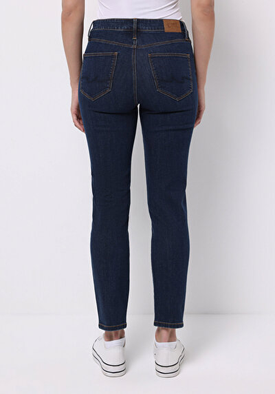 Image de 703 Carla Pantalon En Jean Marine Slim Leg Medium Rise Slim Fit Femme
