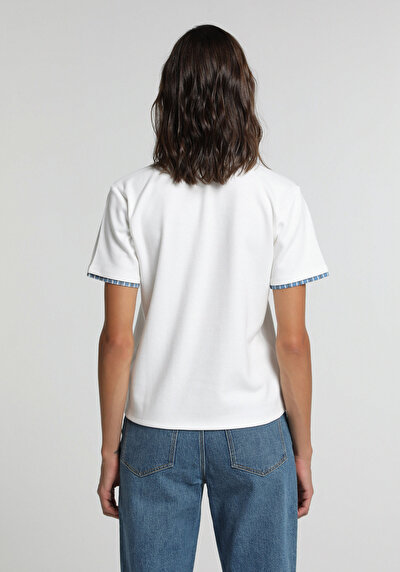 Image de Blanc Regular Fit Droit Pique Femme
