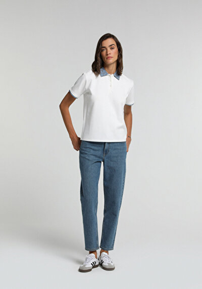 Image de Blanc Regular Fit Droit Pique Femme