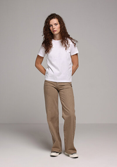 Image de T-shirt À Manches Courtes Blanc Regular Fit Droit Femme