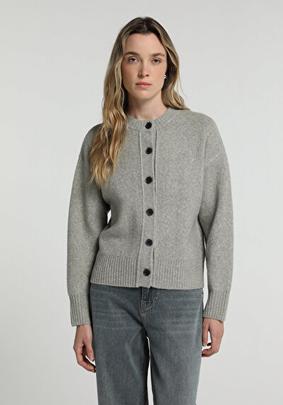 Image de Cardigan Tricot Gris Regular Fit Femme