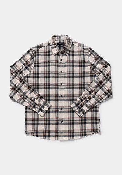 Image de Chemise À Manches Longues Ecru Regular Fit Plaid Sergé Homme
