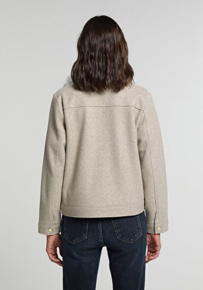 Image de Beige Regular Fit Manches Longues Tissu De Timbre Femme