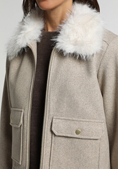Image de Beige Regular Fit Manches Longues Tissu De Timbre Femme