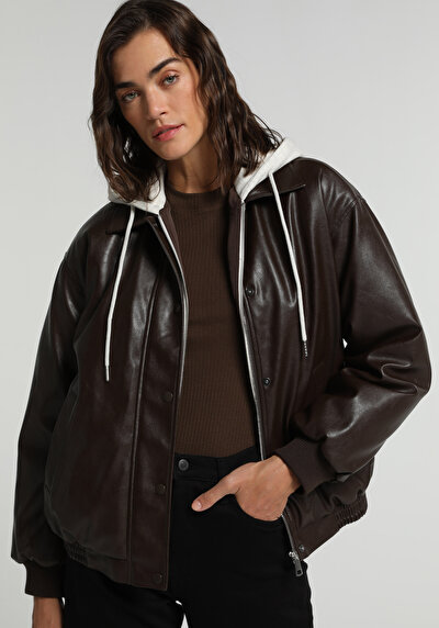Image de Veste Pu Marron Manches Longues  Regular Fit Femme