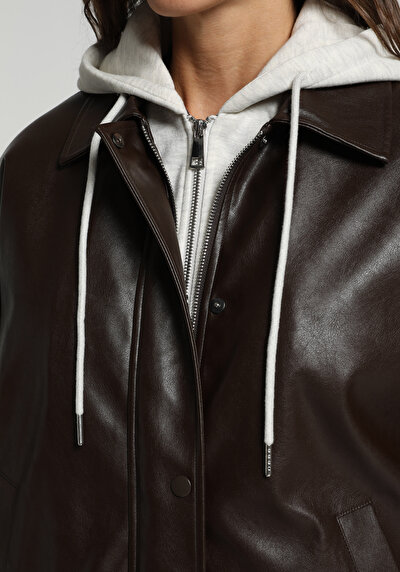 Image de Veste Pu Marron Manches Longues  Regular Fit Femme