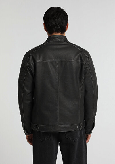 Image de Veste Pu Noir Manches Longues  Slim Fit Homme