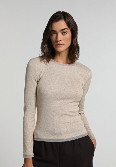 Image de T-shirt Beige Slim Fit Femme