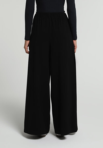 Image de Pantalon Noir  High Rise Sergé Regular Fit Femme