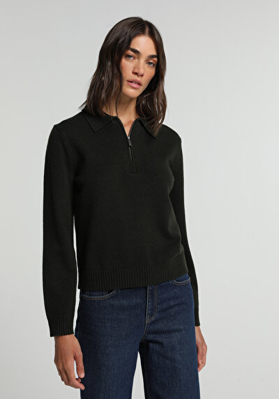 Image de Pull Vert Regular Fit Manches Longues Femme