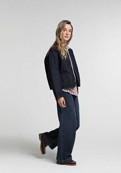 Image de 978 Edna Pantalon En Jean Baggy Wide Leg Fit Femme