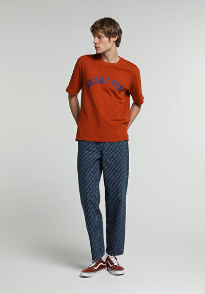 Image de T-shirt À Manches Courtes Marron Oversize Fit Droit Homme