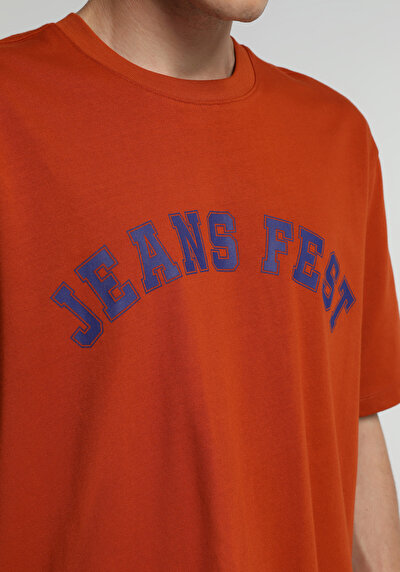 Image de T-shirt À Manches Courtes Marron Oversize Fit Droit Homme