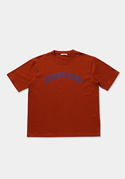 Image de T-shirt À Manches Courtes Marron Oversize Fit Droit Homme