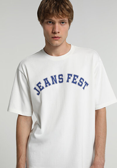 Image de T-shirt À Manches Courtes Blanc Oversize Fit Droit Homme