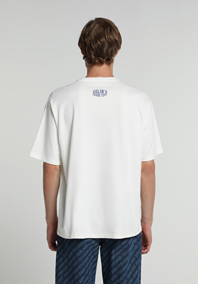 Image de T-shirt À Manches Courtes Blanc Oversize Fit Droit Homme