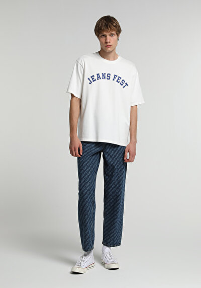 Image de T-shirt À Manches Courtes Blanc Oversize Fit Droit Homme