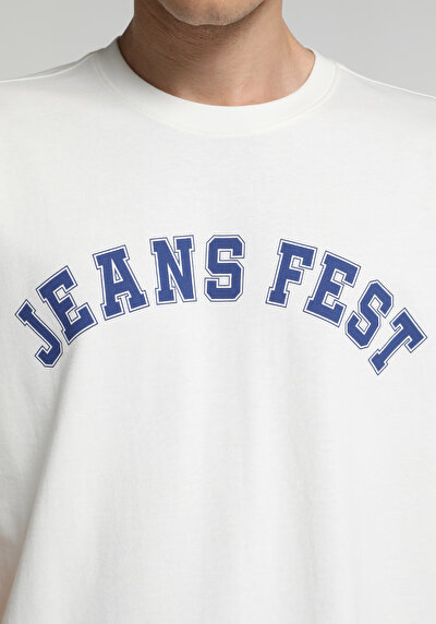 Image de T-shirt À Manches Courtes Blanc Oversize Fit Droit Homme
