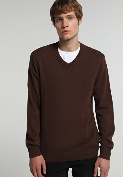 Image de Pull Marron Regular Fit Manches Longues  Homme