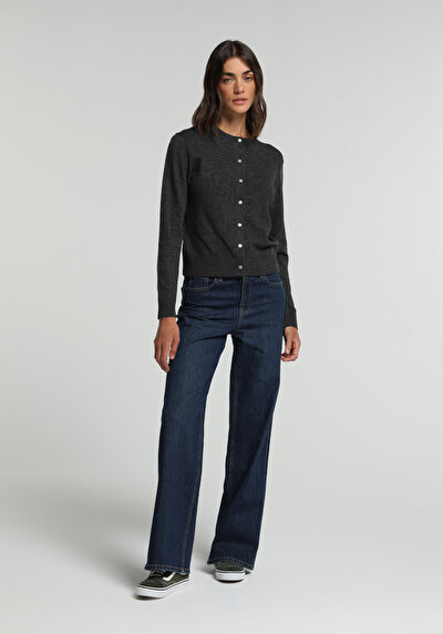 Image de Cardigan Tricot Anthracite Slim Fit Femme