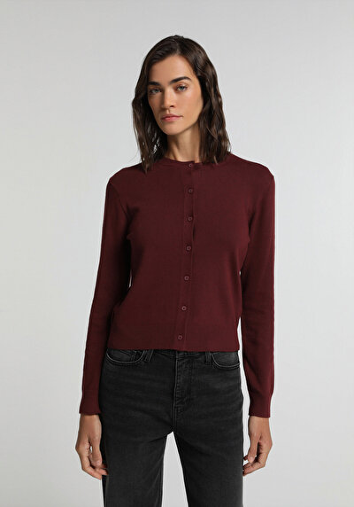 Image de Cardigan Tricot Bordeaux Slim Fit Femme