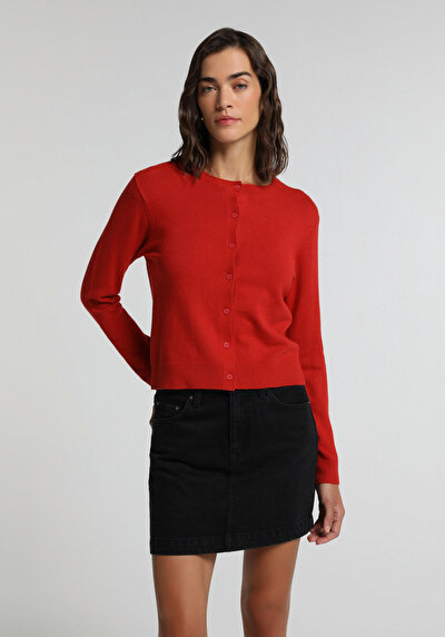Image de Cardigan Tricot Rouge Slim Fit Femme