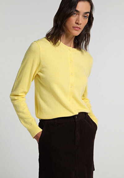 Image de Cardigan Tricot Jaune Slim Fit Femme