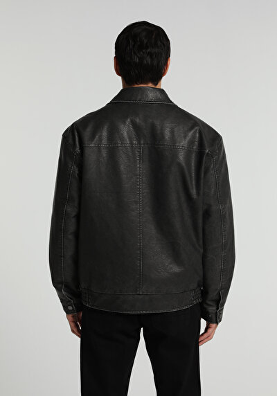 Image de Veste Pu Noir Manches Longues  Regular Fit Homme