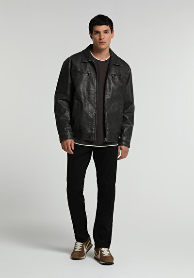 Image de Veste Pu Noir Manches Longues  Regular Fit Homme