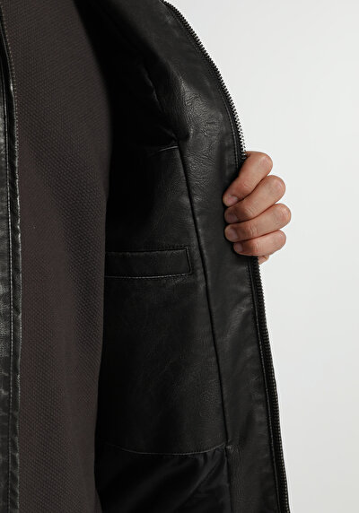 Image de Veste Pu Noir Manches Longues  Regular Fit Homme
