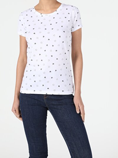 Image de T-shirt À Manches Courtes Blanc Slim Fit Femme